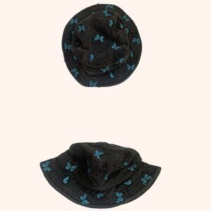 American Eagle Denim Butterfly Embroidered Bucket Hat